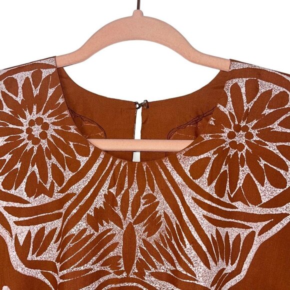 Vintage Womens Dress Size Large Brown Maxi Dramatic Sleeve Caftan Hawaiian - Picture 5 of 10